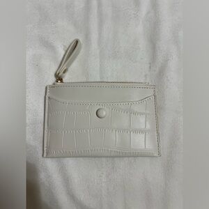 White Croc-Embossed Card Holder